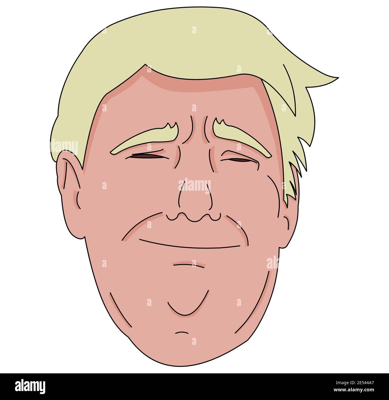 Donald Trump Gesicht Cartoon-Stil isoliert auf Hintergrund. Stockfoto