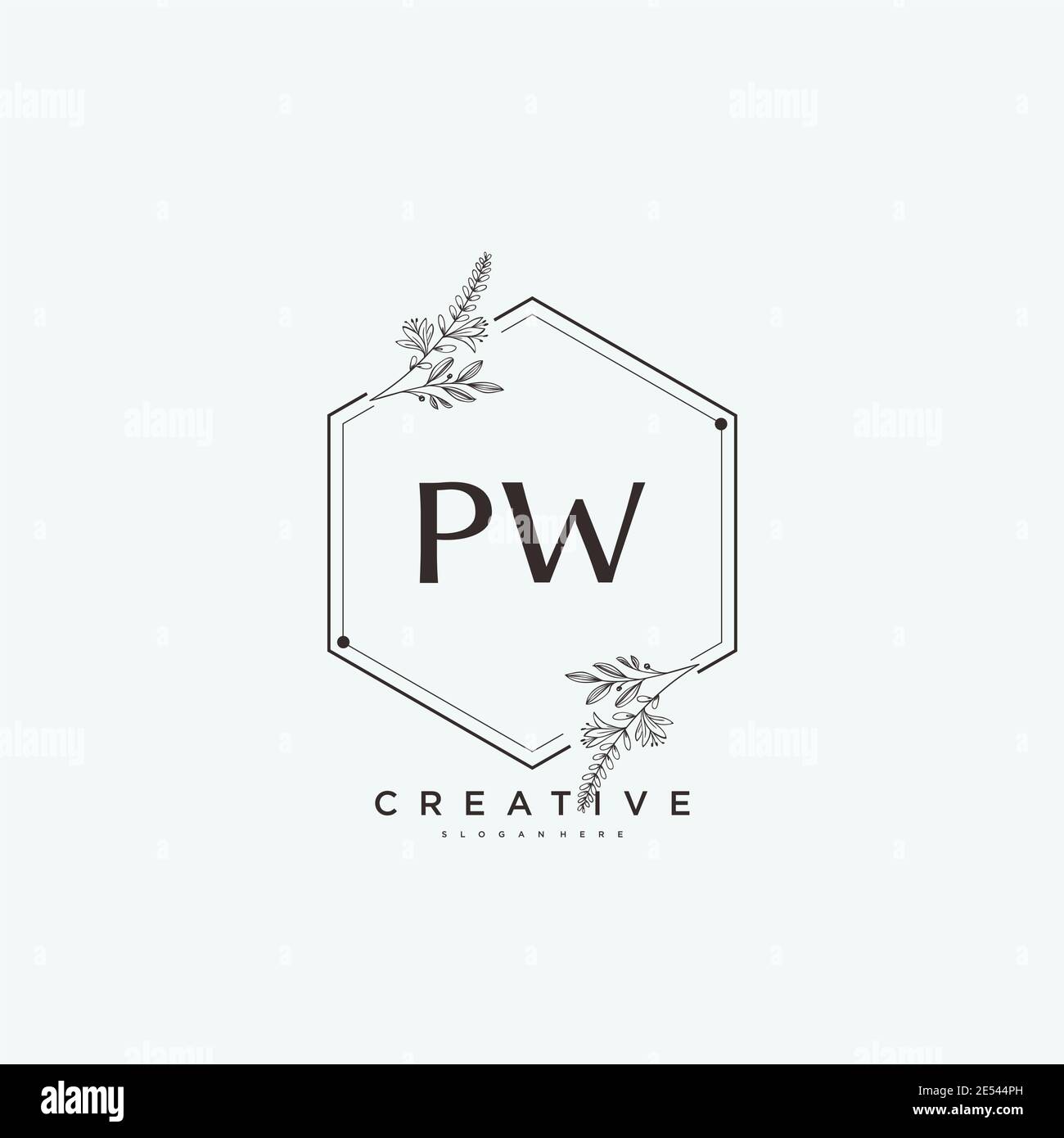 PW Beauty Vektor anfängliche Logo Art, Handschrift Logo der ersten Unterschrift, Hochzeit, Mode, Schmuck, Boutique, Blumen und botanische mit kreativen temp Stock Vektor