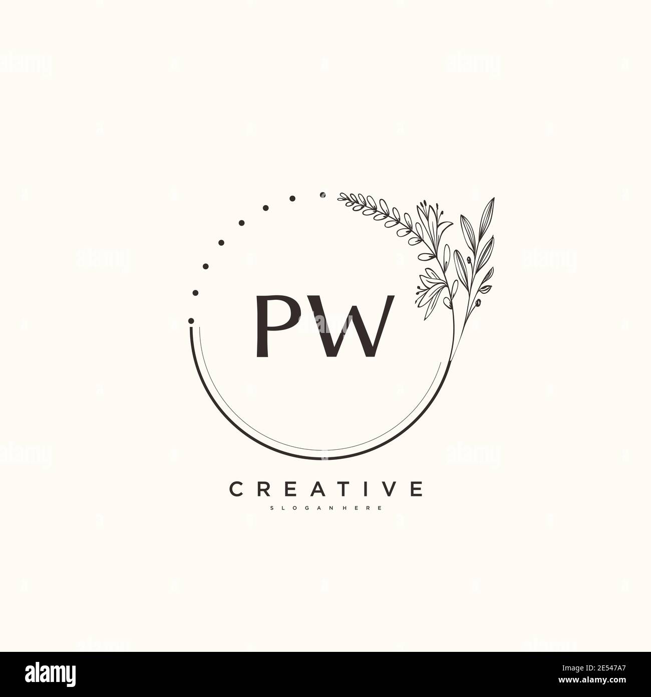 PW Beauty Vektor anfängliche Logo Art, Handschrift Logo der ersten Unterschrift, Hochzeit, Mode, Schmuck, Boutique, Blumen und botanische mit kreativen temp Stock Vektor
