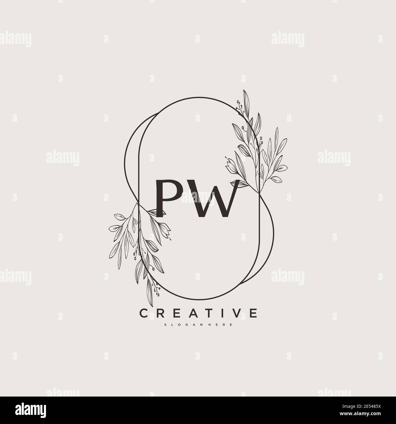 PW Beauty Vektor anfängliche Logo Art, Handschrift Logo der ersten Unterschrift, Hochzeit, Mode, Schmuck, Boutique, Blumen und botanische mit kreativen temp Stock Vektor