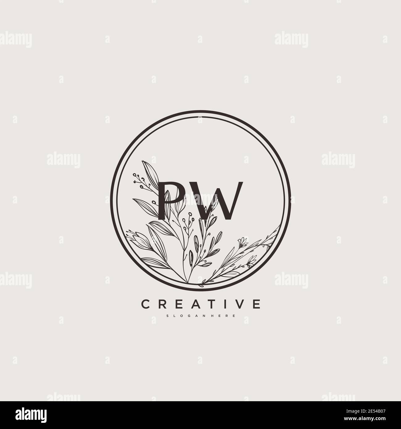 PW Beauty Vektor anfängliche Logo Art, Handschrift Logo der ersten Unterschrift, Hochzeit, Mode, Schmuck, Boutique, Blumen und botanische mit kreativen temp Stock Vektor