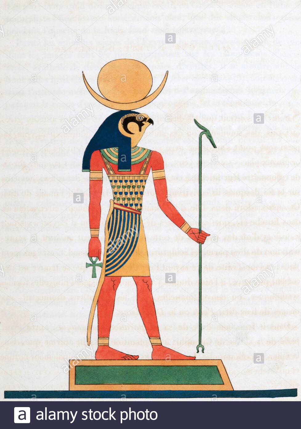 Altes Ägypten, Khonsu Gott des Mondes, Vintage Illustration von 1823 Stockfoto
