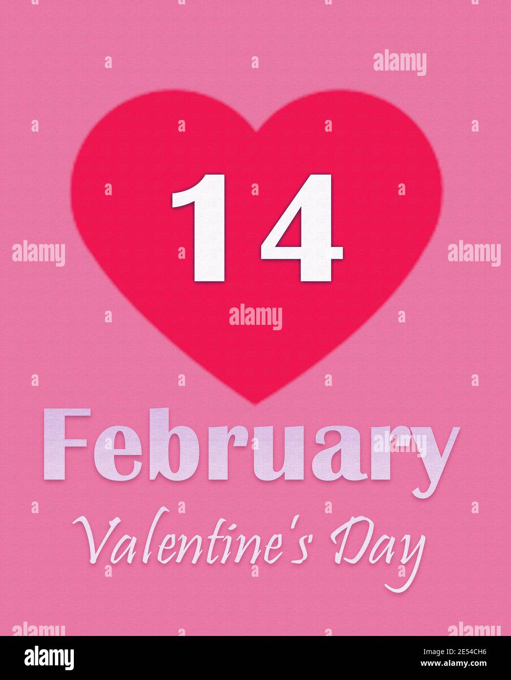 Valentinstag. Kalenderseite Text Februar 14 auf rosa Hintergrund Stockfoto