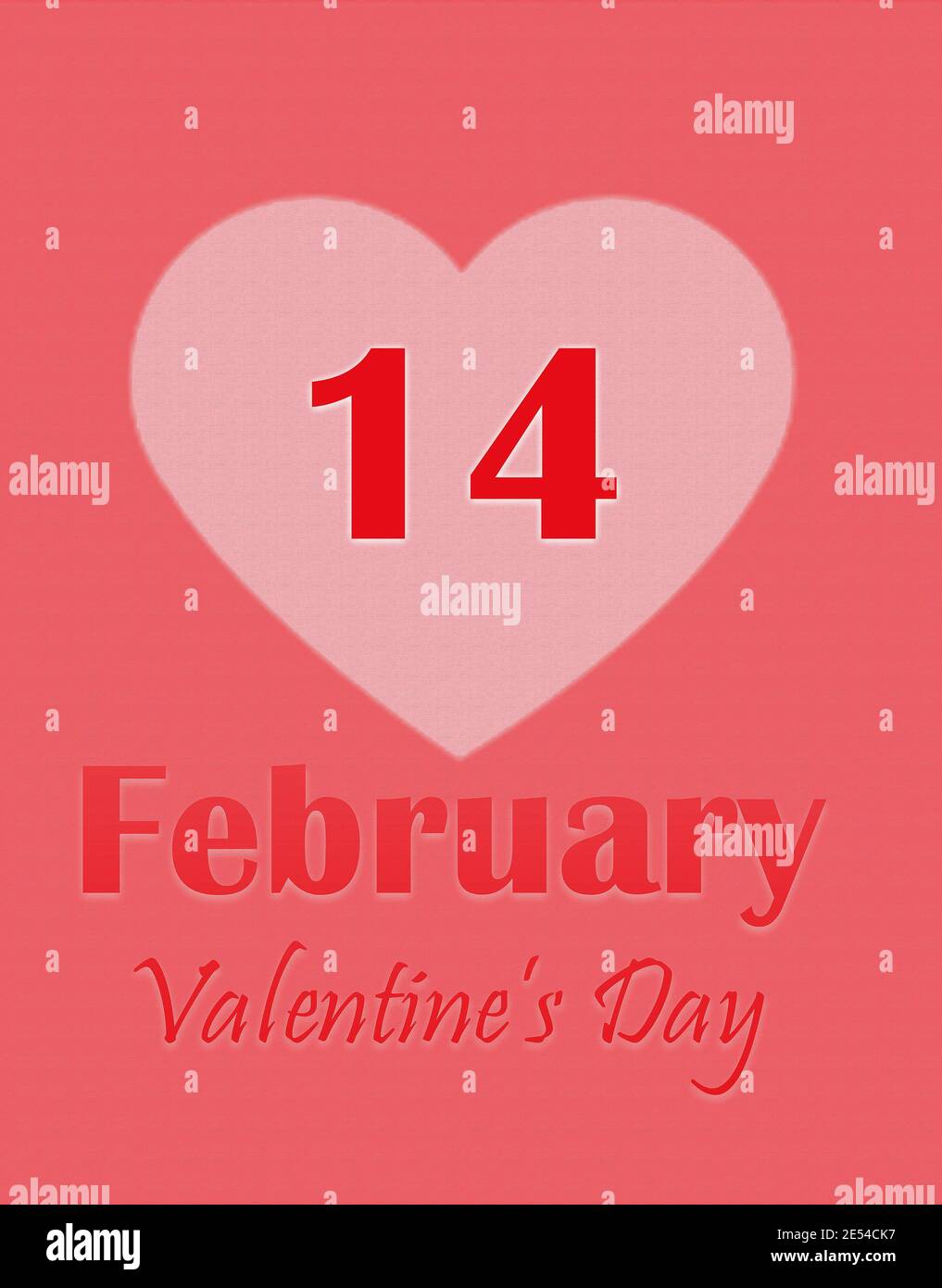 Valentinstag. Kalenderseite Text Februar 14 auf rosa Hintergrund Stockfoto