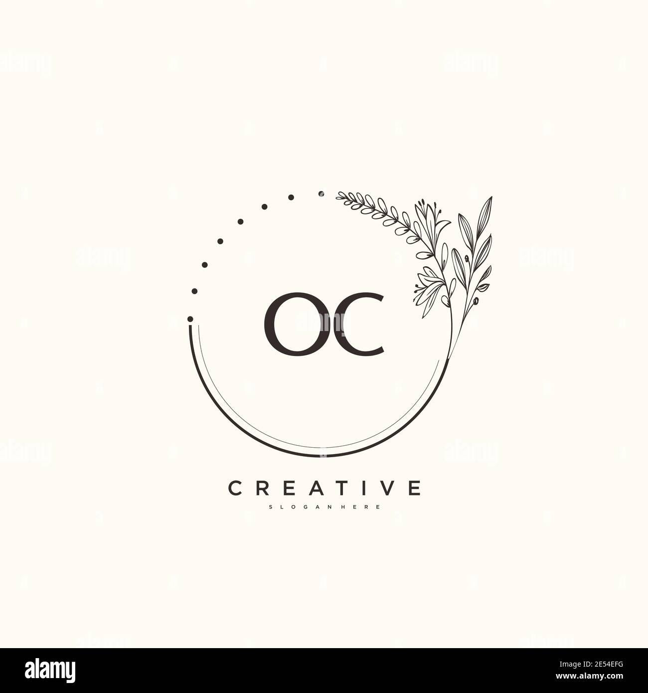 OC Beauty Vektor Initial Logo Art, Handschrift Logo der ersten Signatur, Hochzeit, Mode, Schmuck, Boutique, Blumen und botanische mit kreativen temp Stock Vektor