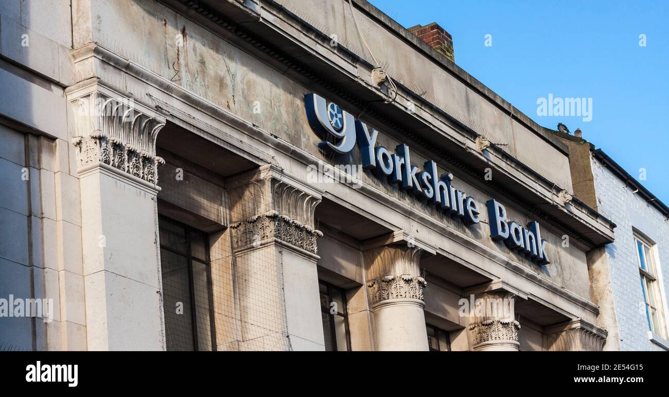 Außenansicht der Niederlassung von Yorkshire Bank in Darlington, England, Großbritannien Stockfoto