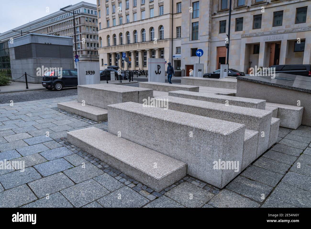 Denkmal für die Warschauer Aufständischen auf dem Warschauer Aufstandsplatz in der Stadt Warschau, Polen Stockfoto