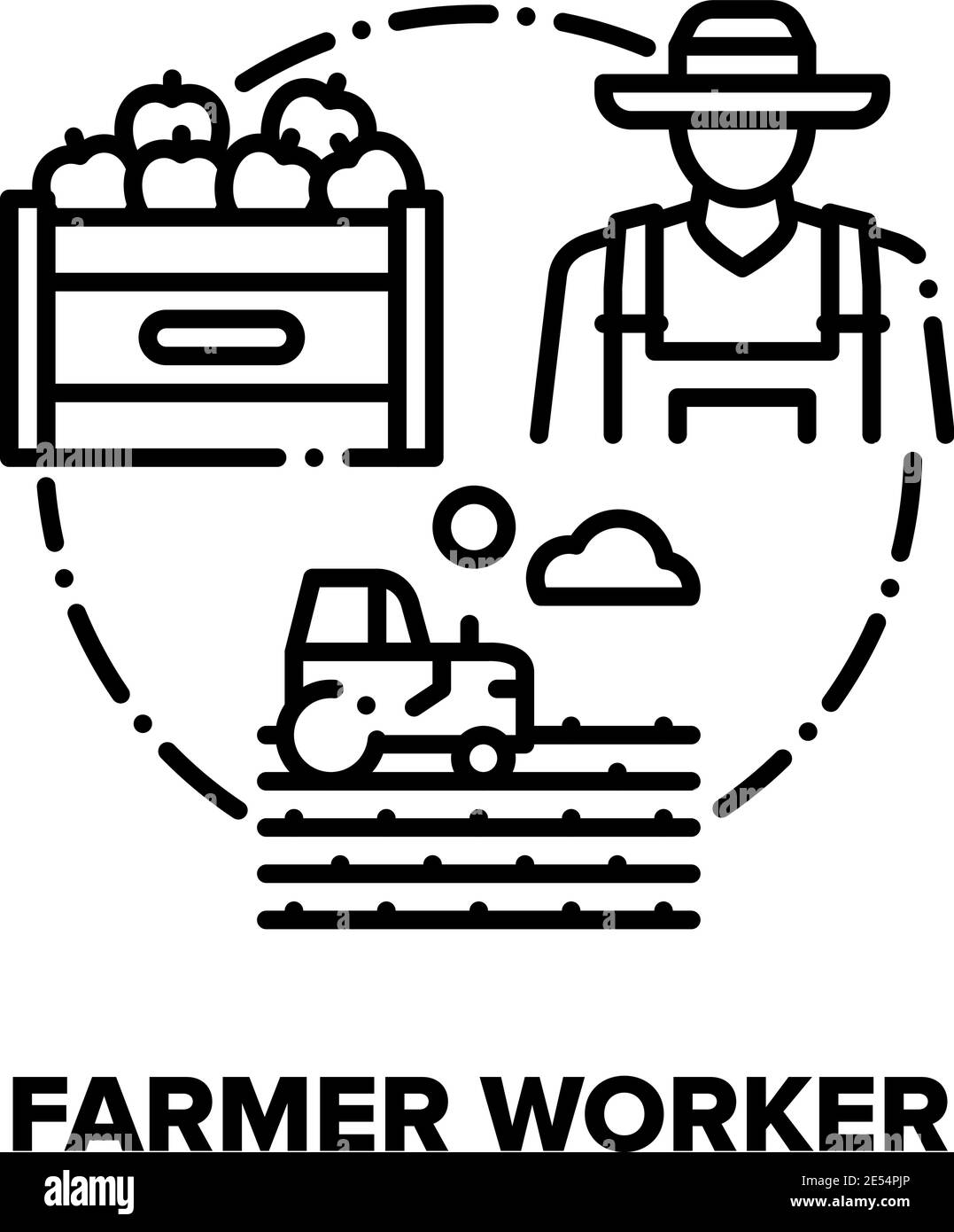 Farmer Worker Vektor-Konzept Schwarze Illustrationen Stock Vektor