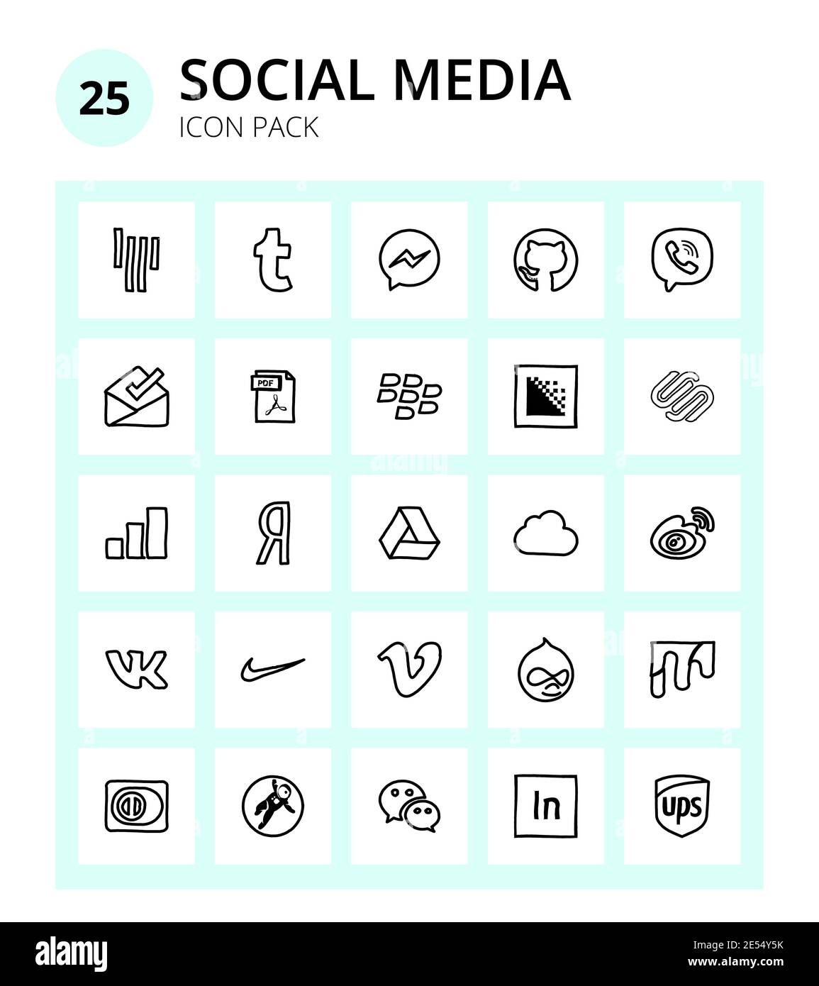 25 Social Signs and Symbols drive, yandex, Dateityp, Analyse, adobe editierbare Vektor-Design-Elemente Stock Vektor