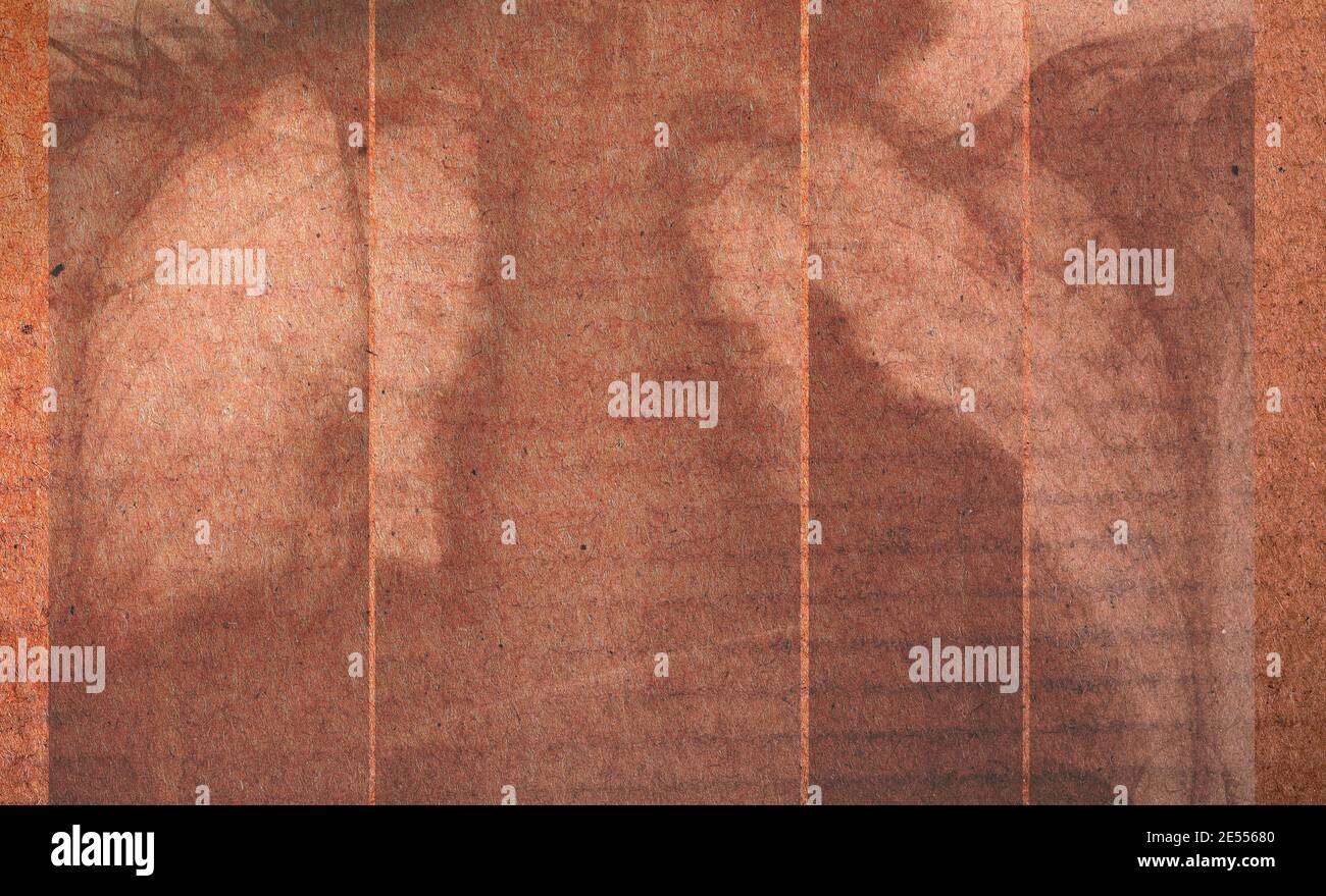 Lunge roentgen Projektion auf dem Karton, Konzept der Lungenprobleme. Stockfoto