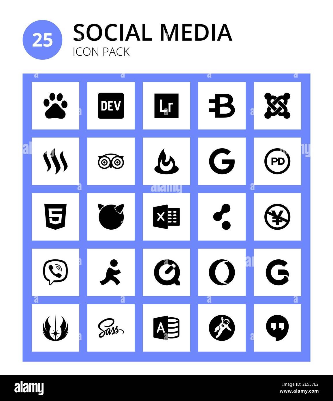 25 Social Media cloudsmith, freebsd, feedburner, HTML, pd editierbare Vector Design-Elemente Stock Vektor