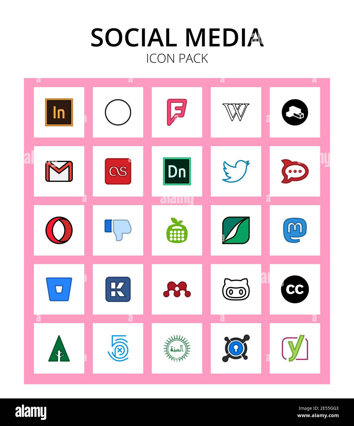 Social Media 25 Symbole nicht mögen, rocketchat, Remix, twitter, Dimension editierbare Vektor-Design-Elemente Stock Vektor