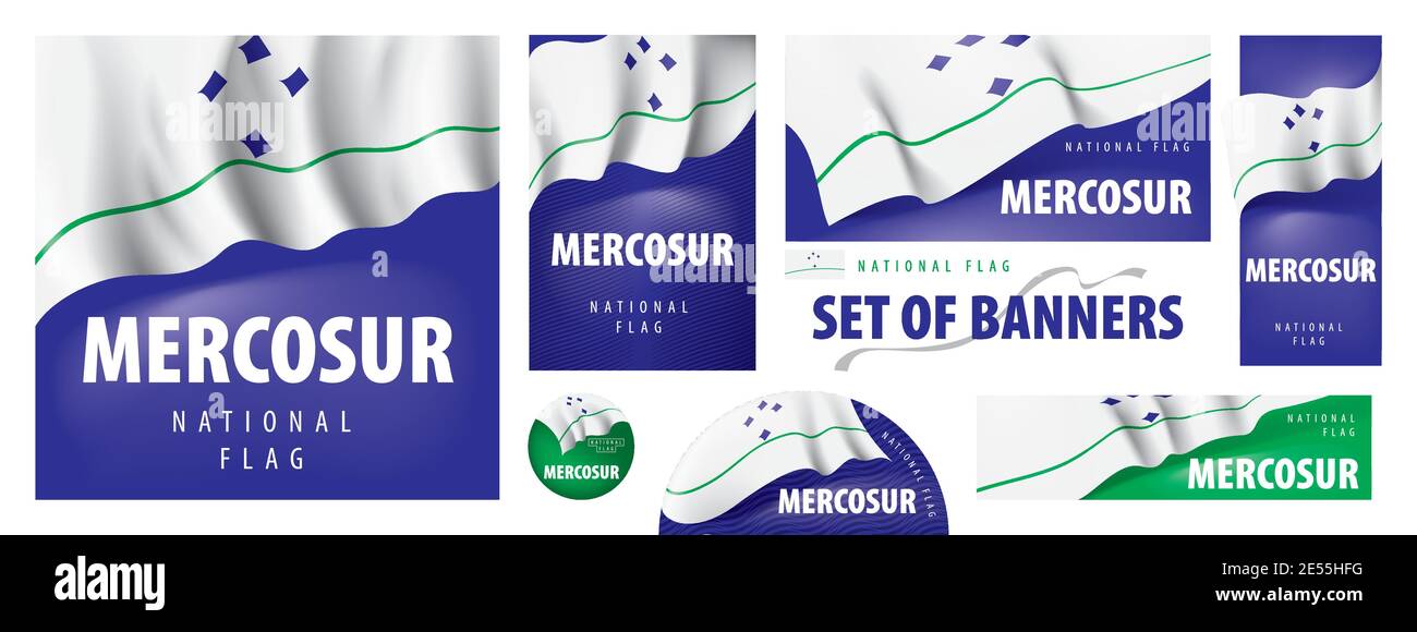 Vector Set von Bannern mit der Nationalflagge der Mercosur Stock Vektor