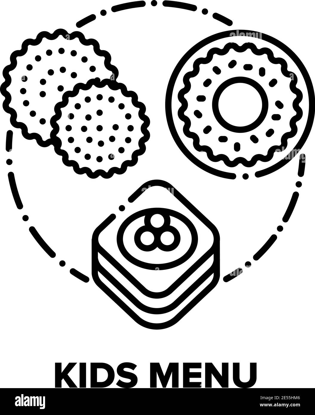 Kindermenü Cafe Vektor Konzept Schwarze Illustrationen Stock Vektor