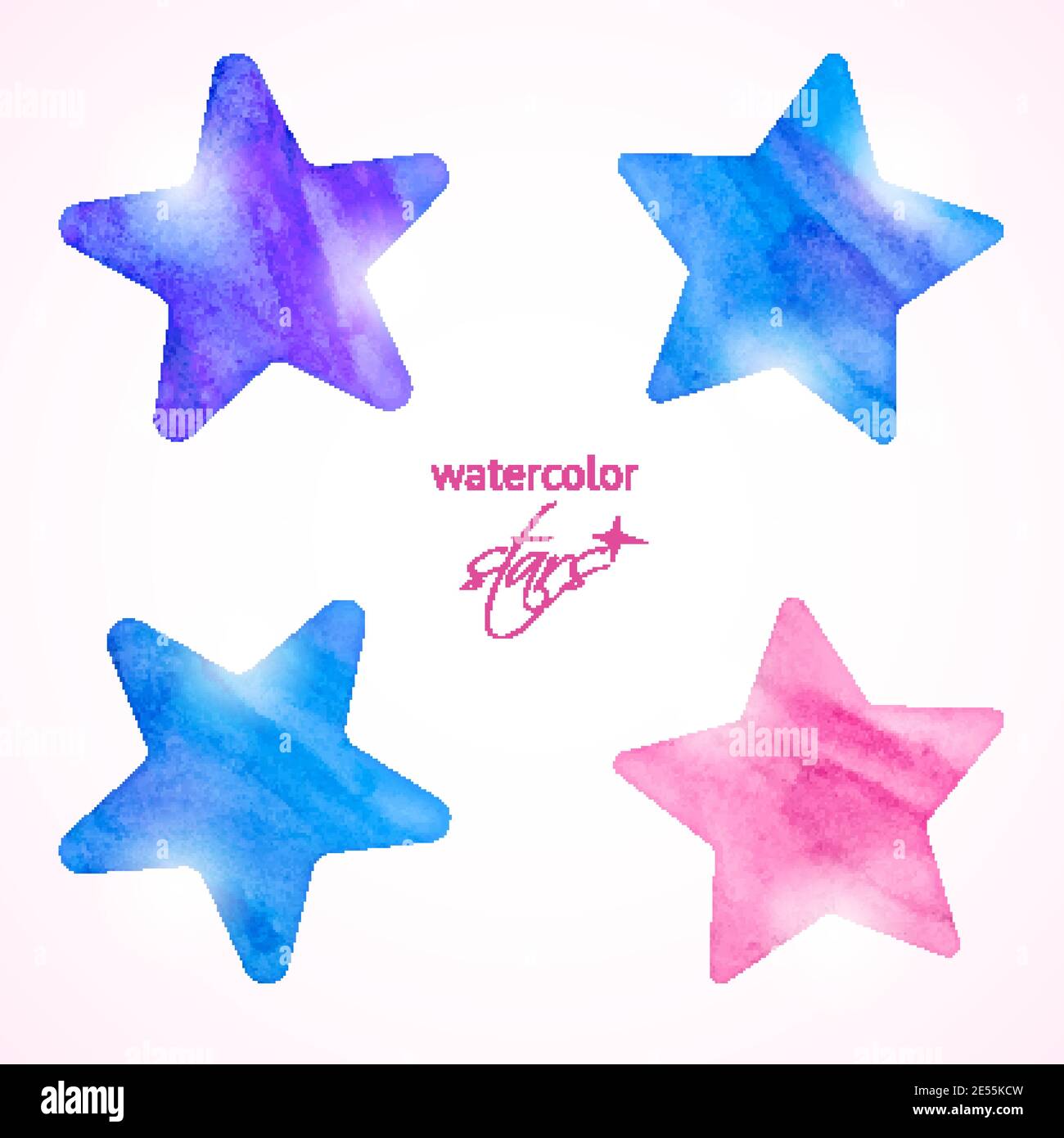 Leuchtendes Aquarell Sterne Icon Set. Vektorgrafik Stock Vektor