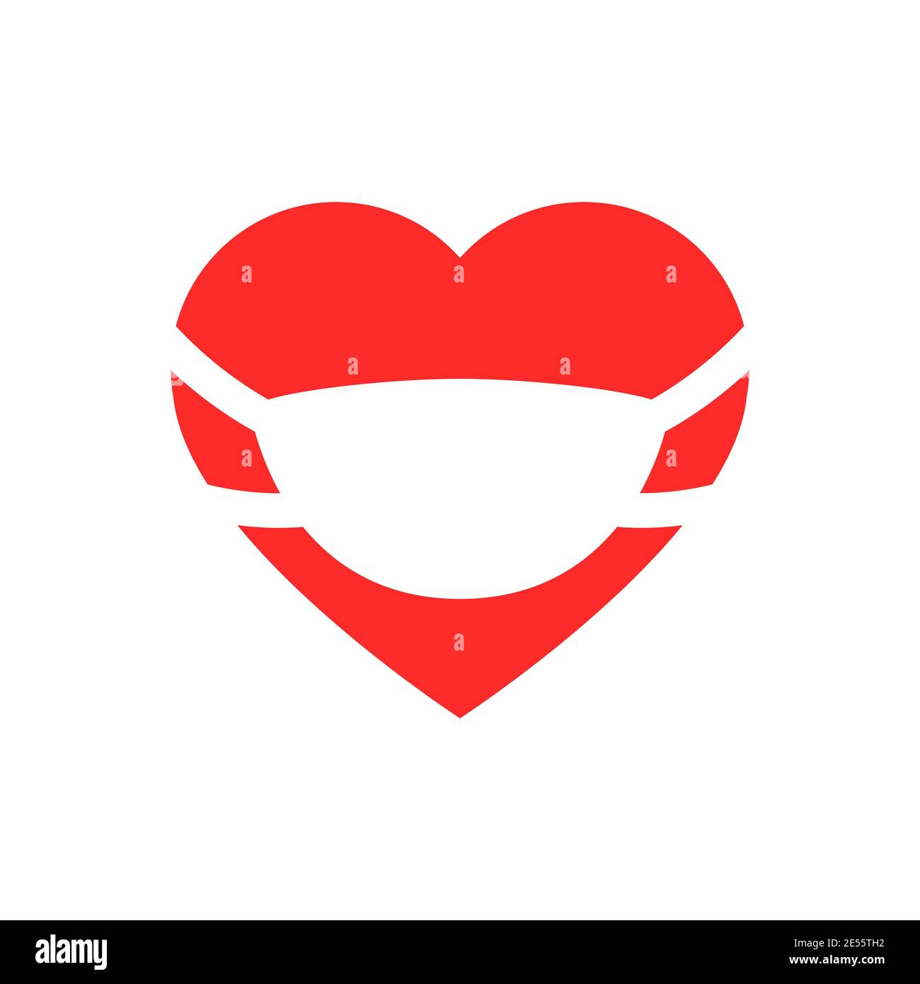 Rotes Herz valentine trägt eine medizinische Maske. vektor-Illustration. Stock Vektor
