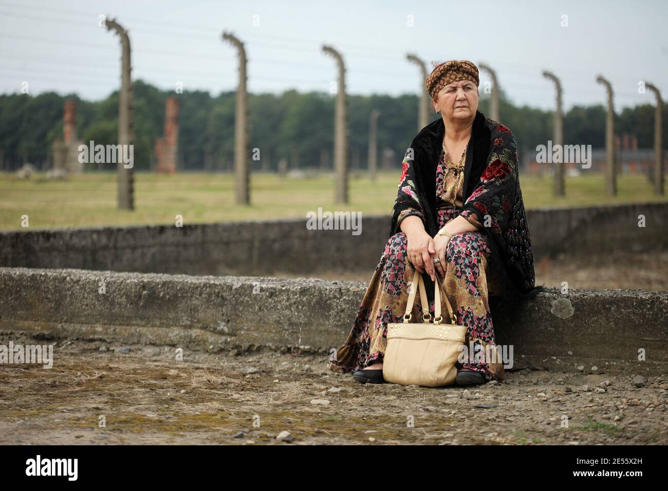 Oswiecim, Polen - 2. August 2013: Der 70. Jahrestag der Liquidation des "Zigeunerlagers" im Staatlichen Muzeum Auschwitz-Birkenau in Oswiee Stockfoto