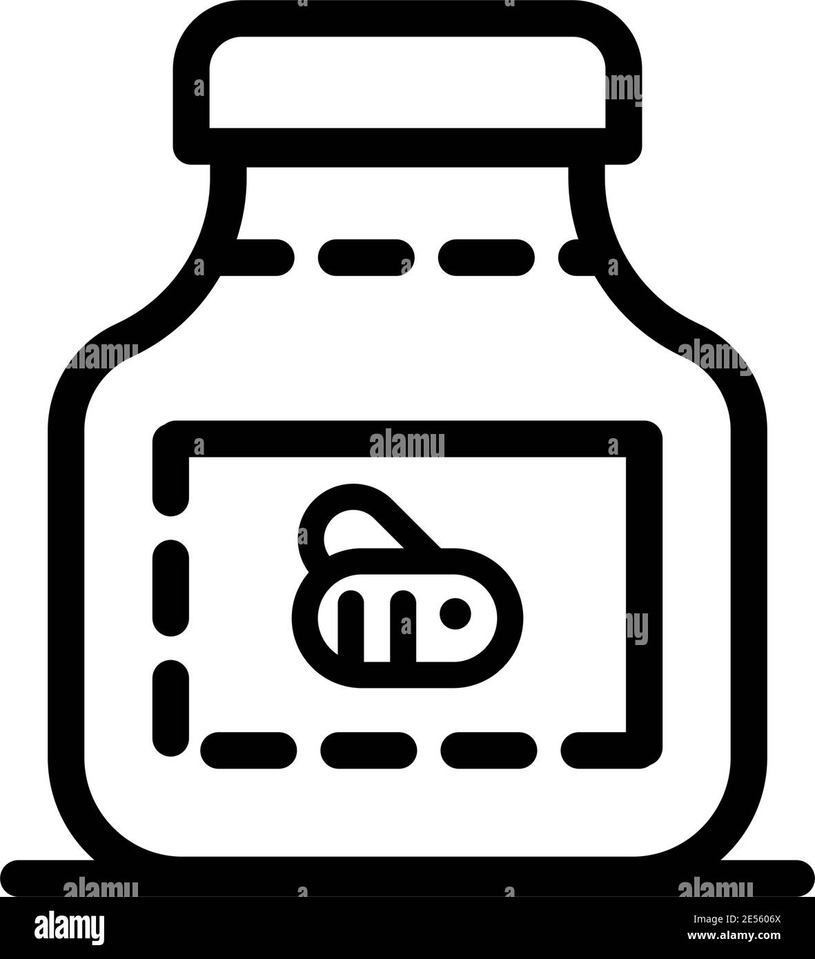 Honigflasche Umriss Symbol, Vektor-Linie Illustration für Shop und Symbol der Herstellung von Honig . Traditionelle Süßigkeiten und Süßigkeiten. Stock Vektor