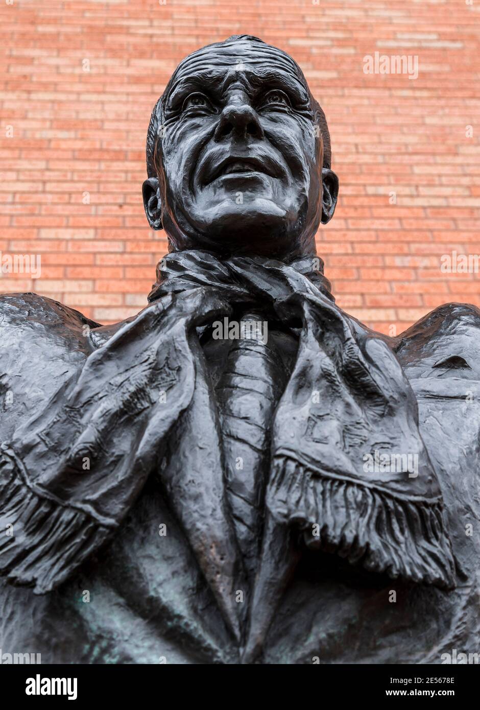 Nahaufnahme der Bill Shankly Statue im Anfield Stadion. Stockfoto