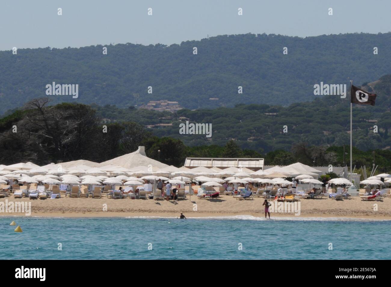 Allgemeiner Blick auf den Club Les Palmiers Beach Club St Tropez, an der französischen riviera am 10. Juli 2008. Foto von ABACAPRESS.COM Stockfoto