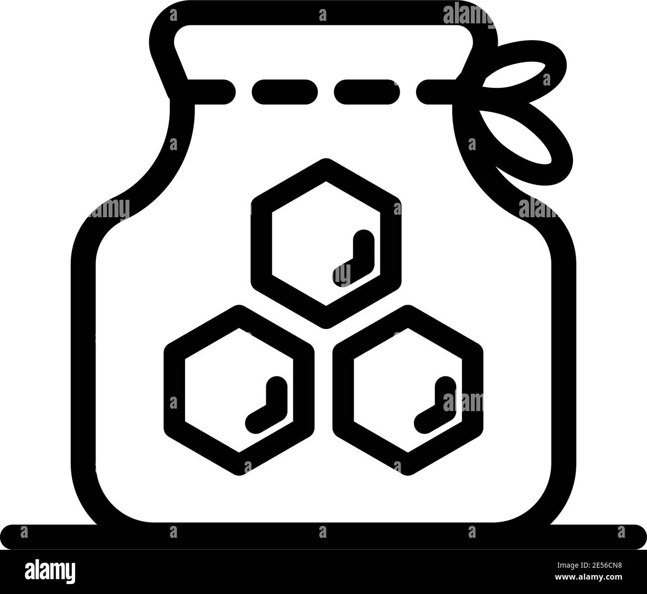 Honigflasche Umriss Symbol, Vektor-Linie Illustration für Shop und Symbol der Herstellung von Honig . Traditionelle Süßigkeiten und Süßigkeiten. Stock Vektor