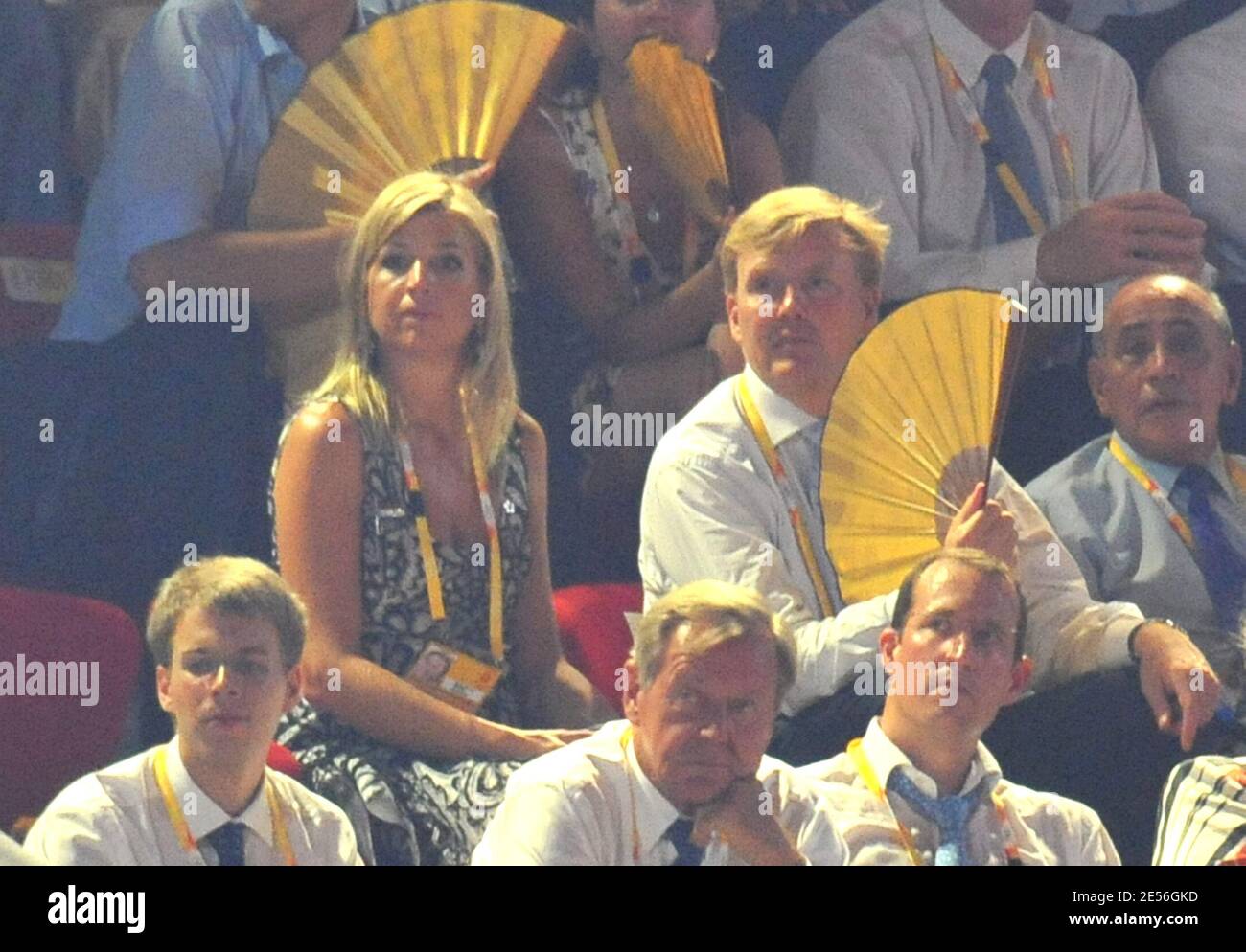 Kronprinz Willem-Alexander von den Niederlanden und Prinzessin Maxima nehmen am 8. August 2008 an der Eröffnungszeremonie der XXIX. Olympischen Spiele im Nationalstadion in Peking, China, Teil. Foto von Gouhier-Hahn-Nebinger/ABACAPRESS.COM Stockfoto