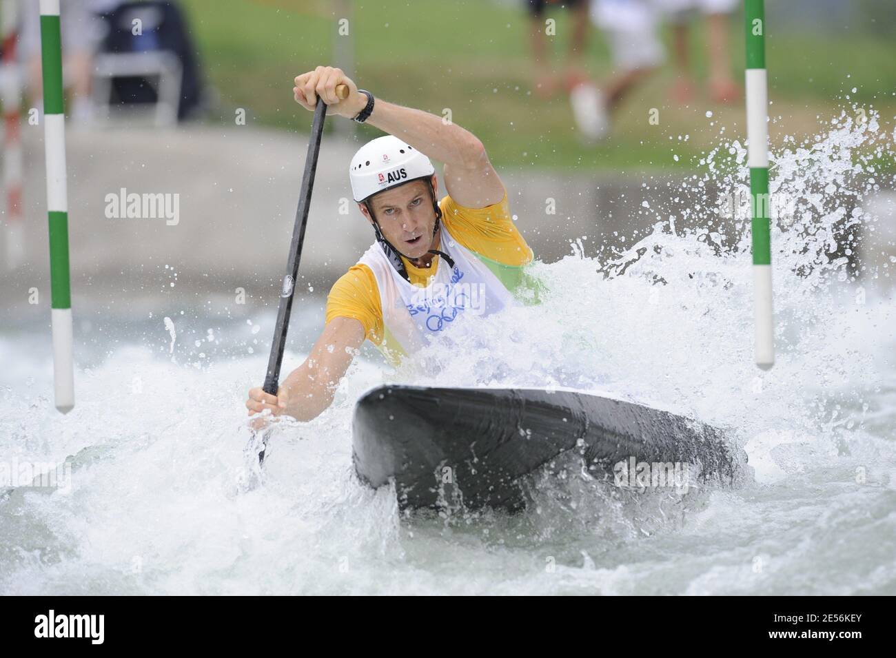 Der australische Robin Bell tritt am 11. August 2008 beim XXIX. Tag der Olympischen Spiele im Shunyi Olympic Rowing-Canoeing Park in Peking, China, in der Kanuqualifikation der Männer an. Foto von Jing Min/Cameleon/ABACAPRESS.COM Stockfoto