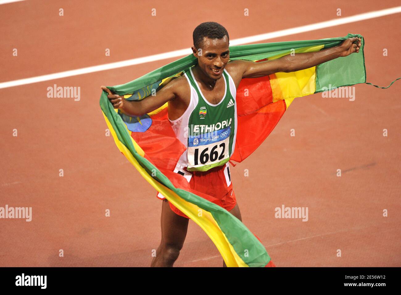 Die Äthiopierin Kenenisa Bekele ist die Olympiasiegerin beim Tag der Olympischen Spiele 2008 in Peking am 17. August 2008. Foto von Willis Parker/Cameleon/ABACAPRESS.COM Stockfoto