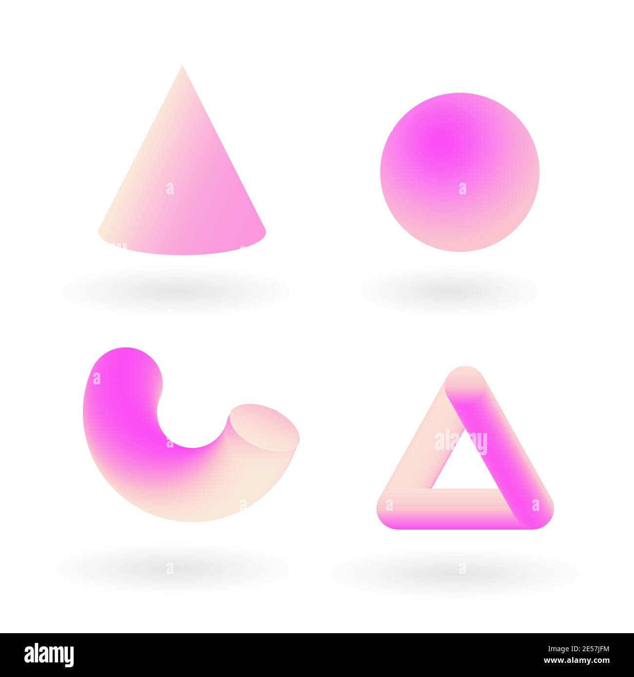 Pink Geometry 3D Shapes Set. Vektor-Design-Elemente für Social Media und visuelle Inhalte, Web-und UI-Design, Plakate und Kunst Collage, brandin Stock Vektor