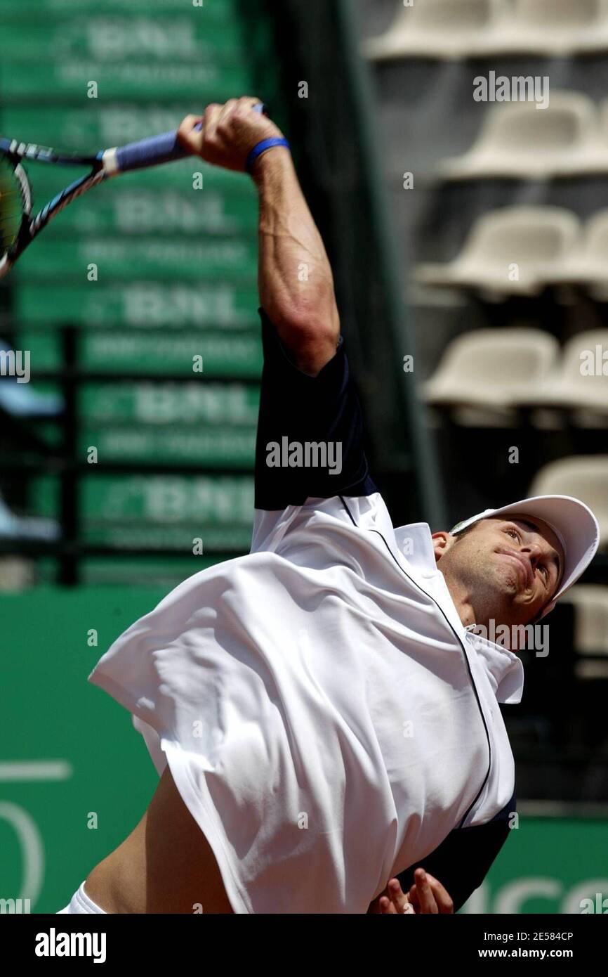 ATP Master Series 'Internazionali BNL D'Italia 2007' Match zwischen Andy Roddick, USA, und Gaston Gaudio, Argentinien, im Foro Italico in Rom, Italien. 2007. [[cal]] Stockfoto