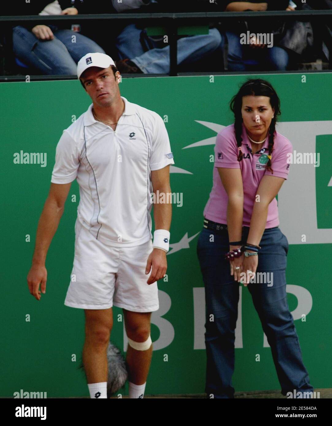 ATP Master Series 'Internazionali BNL D'Italia 2007' Match zwischen Filippo Volandri, Italien, und Teimuraz Gabashvili, Russland, im Foro Italico in Rom, Italien. 07. [[cal]] Stockfoto