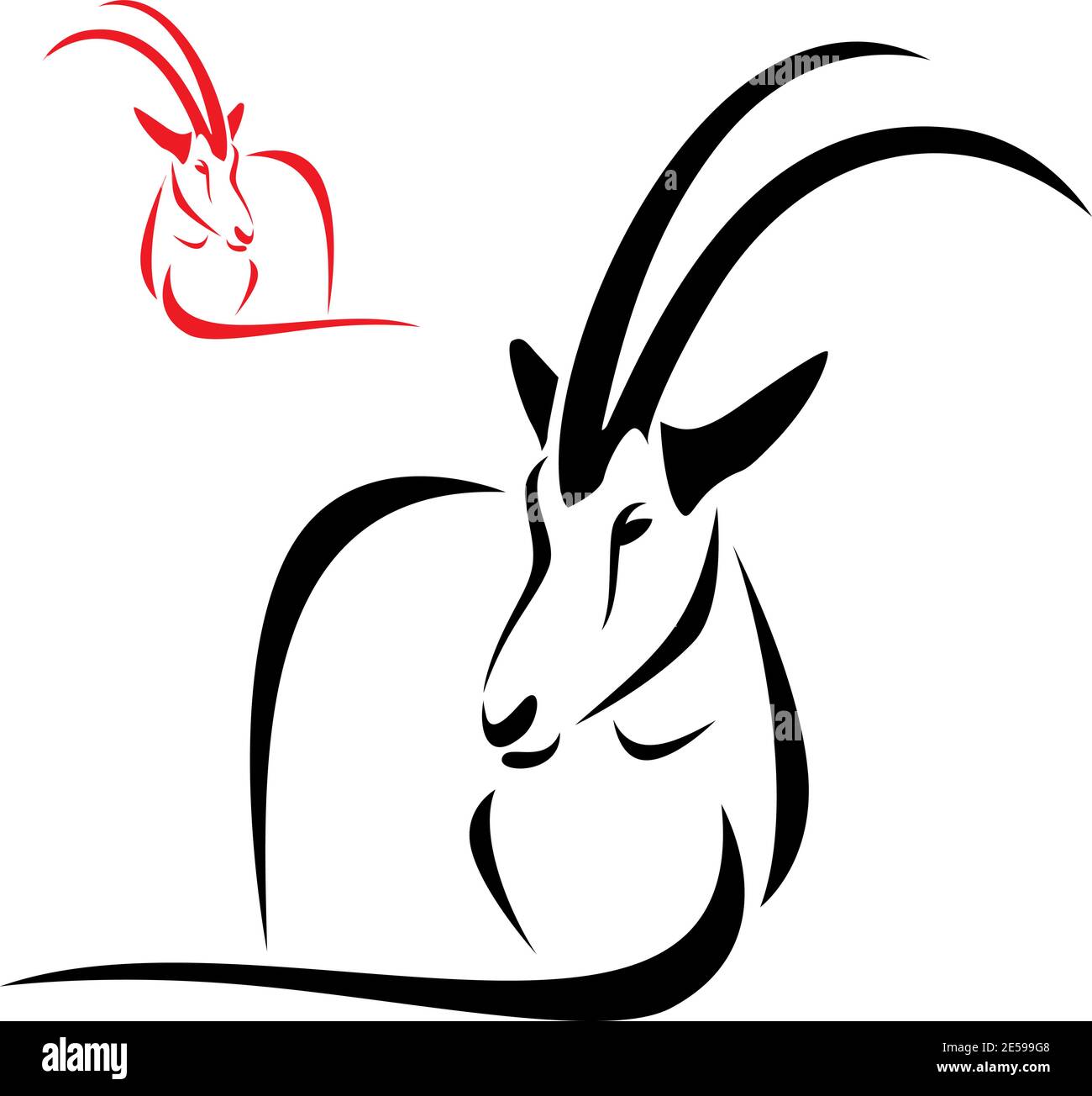 Silhouette goral auf weißem Hintergrund, Vektor. Leicht editierbare Vektorgrafik mit Ebenen. Wilde Tiere. Stock Vektor