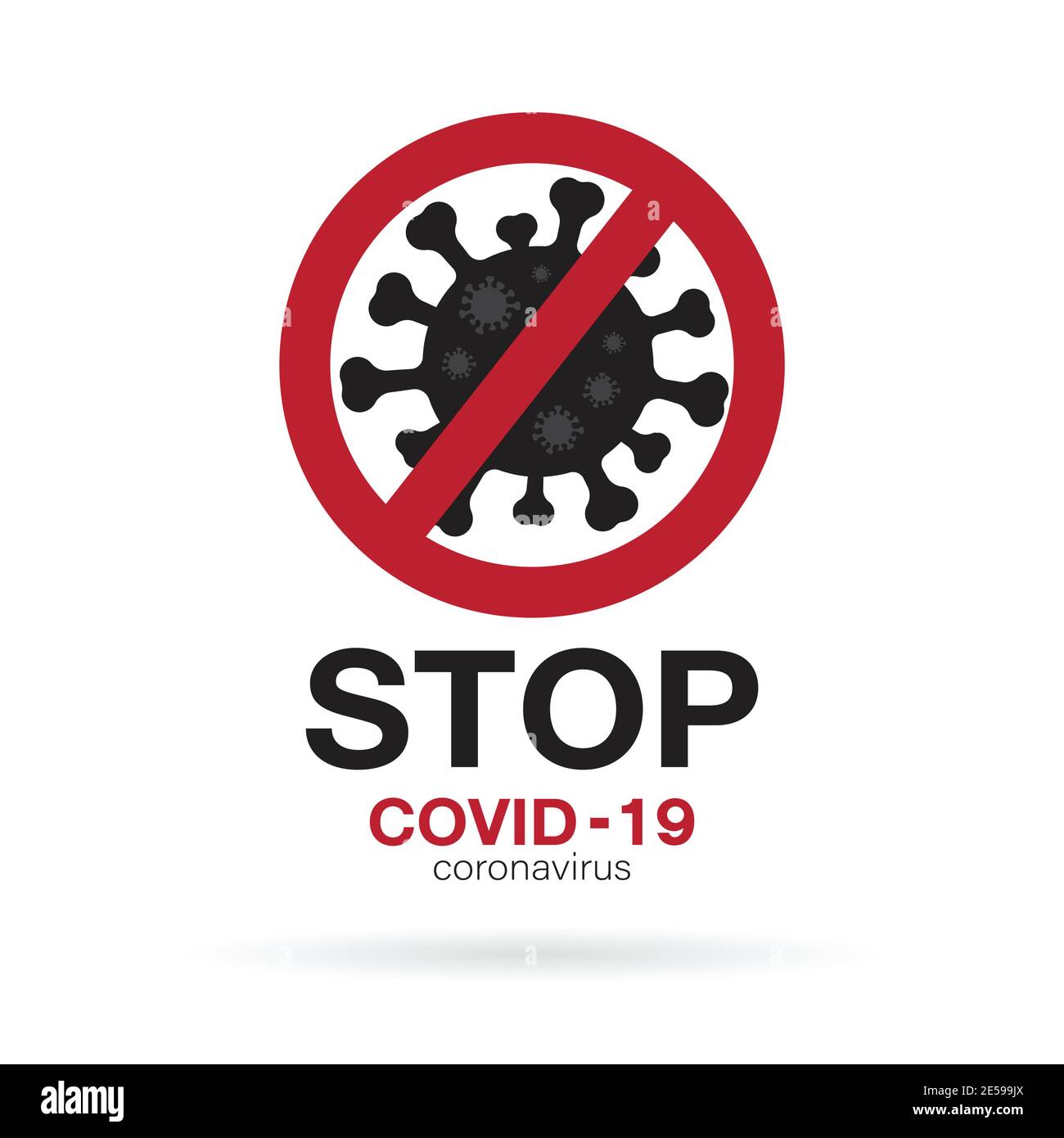 Vektor des Stop covid-19 Zeichen & Symbol auf weißem Hintergrund. Neuer Ausbruch des Coronavirus. Covid-19 Symbole oder Logos. Leicht editierbare geschichtete Vektorgrafik Stock Vektor