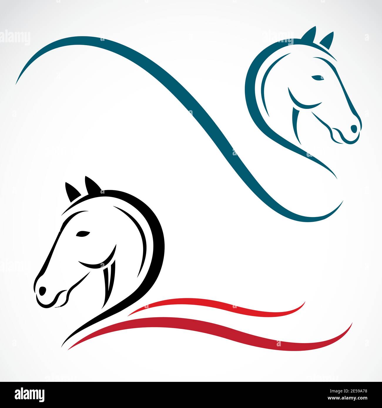 Vektor Kopf des Pferdes auf einem weißen Hintergrund. Leicht editierbare Vektorgrafik mit Ebenen. Wilde Tiere. Stock Vektor