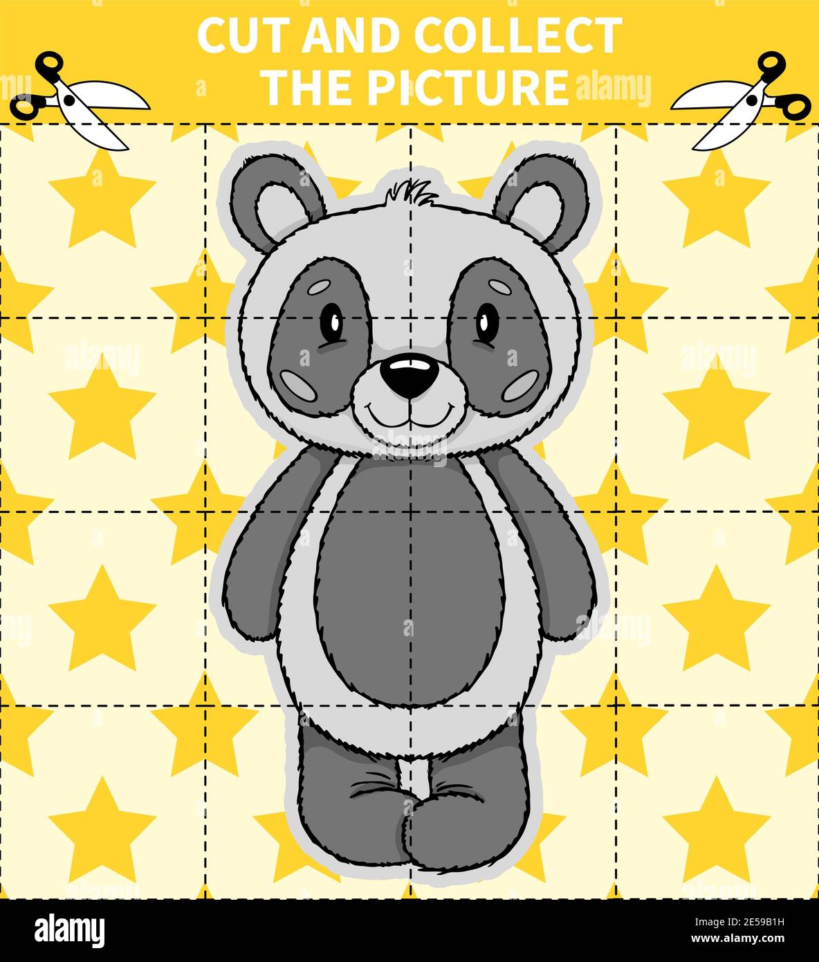 Kinder Bord Tier Spiel Puzzle für Vorschulkinder und Grundschule Studenten Arbeitsblätter.Seite lesen und passen für Kinder Lehrbuch Stock Vektor