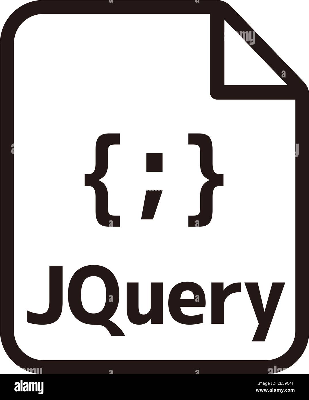 JQuery Icon: Illustration der wichtigsten Vektorsymbole in der Programmiersprache Stock Vektor