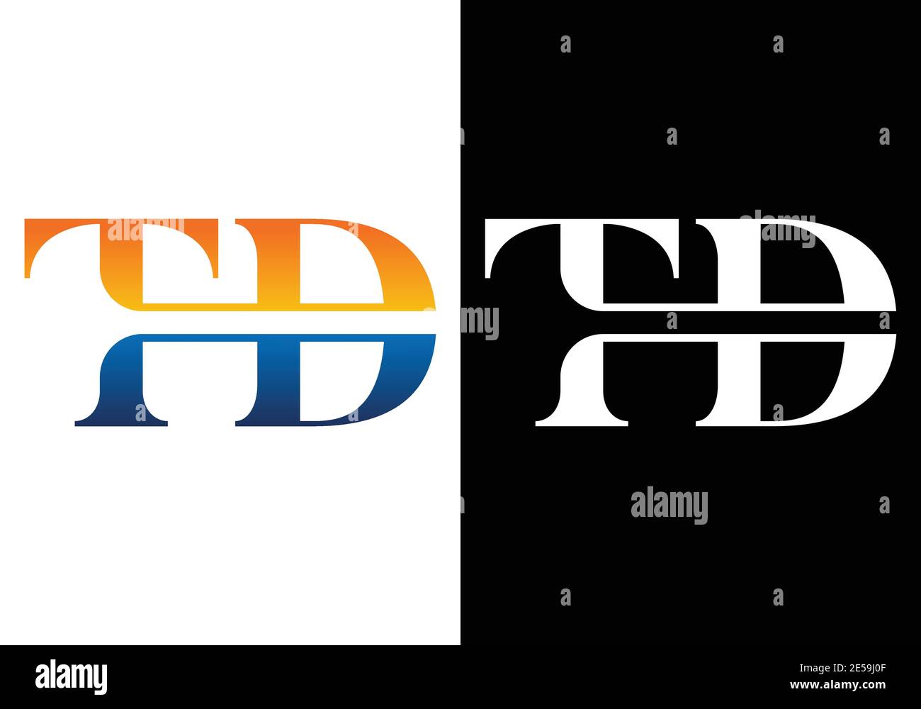 Initial Monogram Letter T D Logo Design Vektor-Vorlage. T D Letter Logo Design Stock Vektor