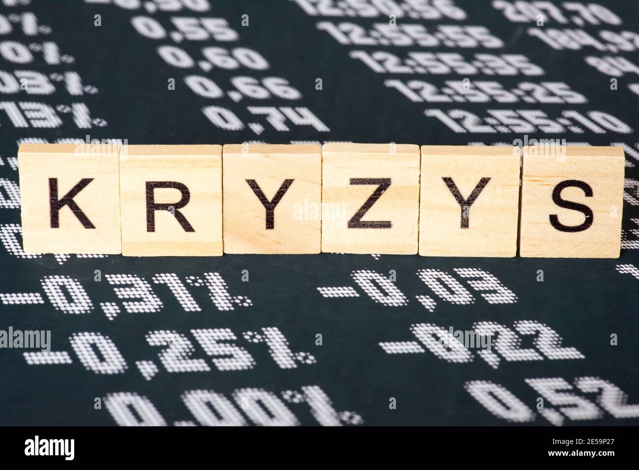 Preisboard und Krise an der Börse in Polen Stockfoto