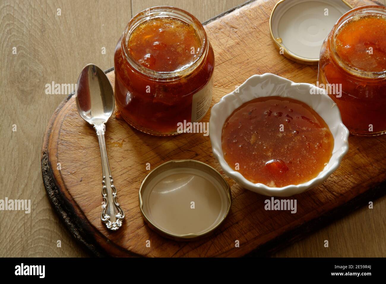 Aprikosenmarmelade - Nur Gekocht Stockfoto