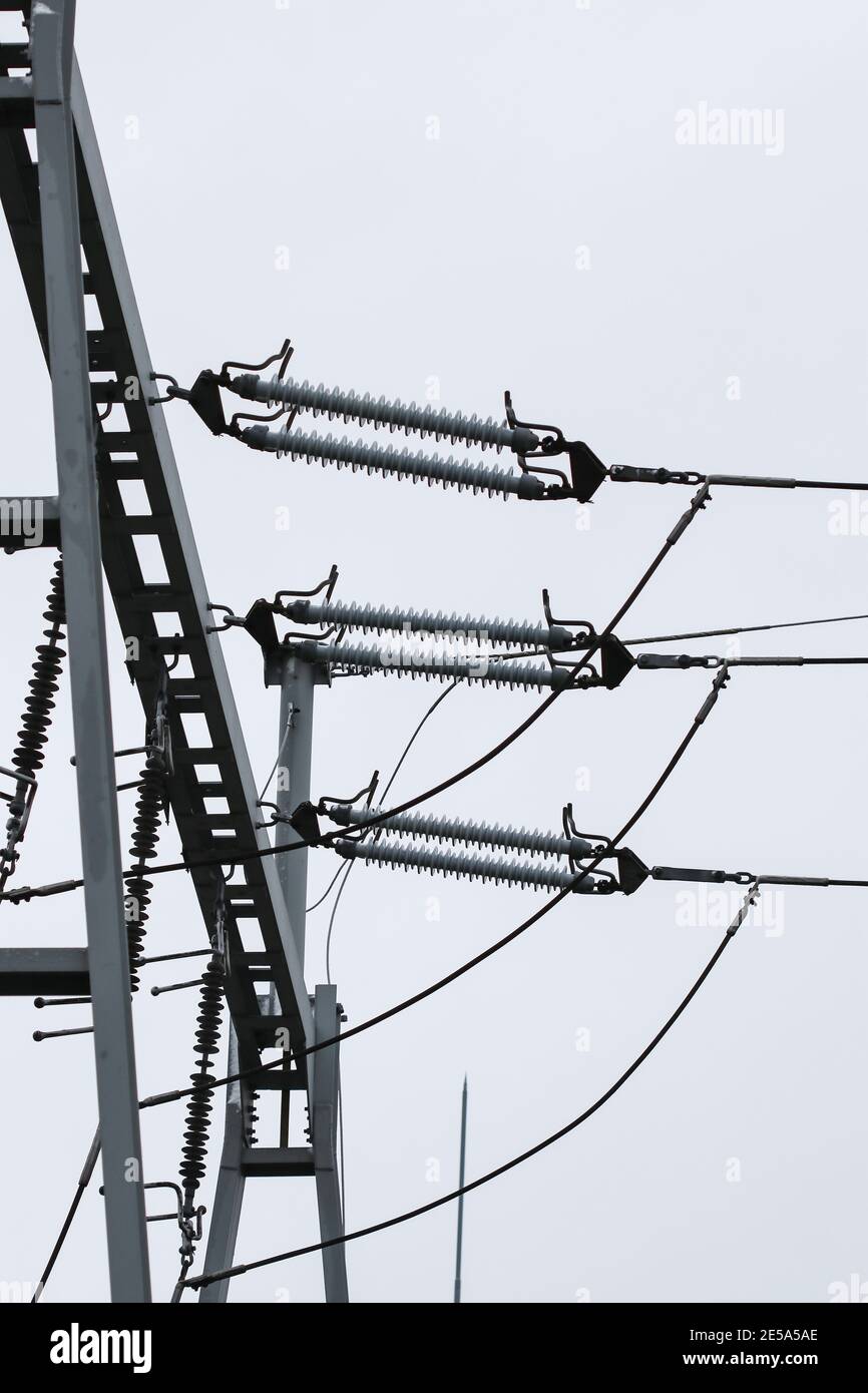Details des 100 kV Transformatorumspannwerks in Polen Stockfoto