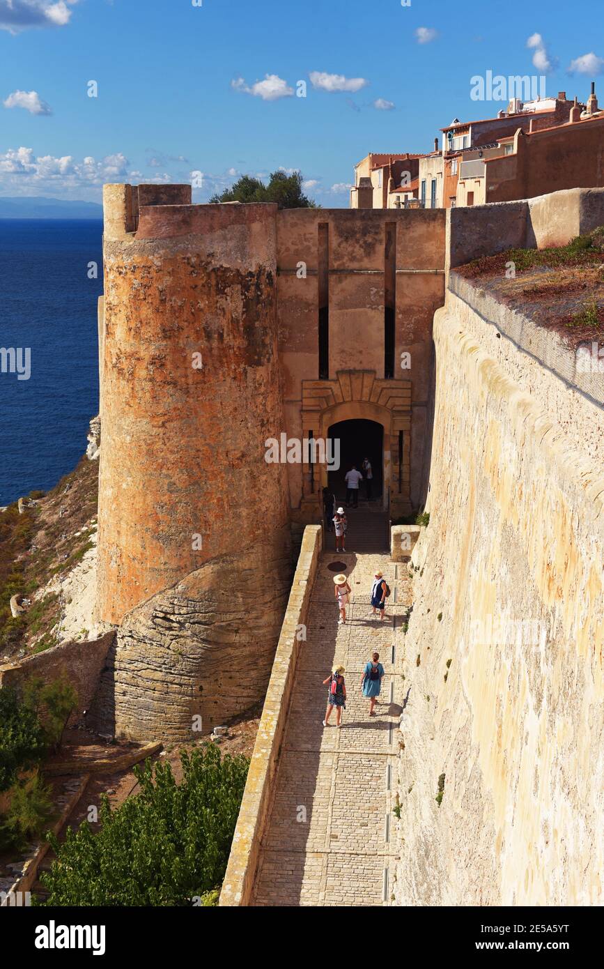 Berühmte Zitadelle von Bonifacio, Frankreich, Korsika, Bonifacio Stockfoto