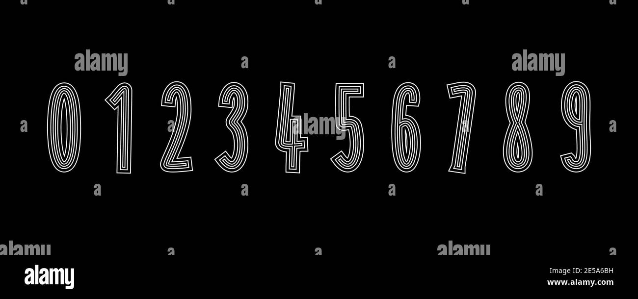 Legen Sie Zahlen fest, die durch parallele Linien, Zahlensymbol gebildet werden Stock Vektor