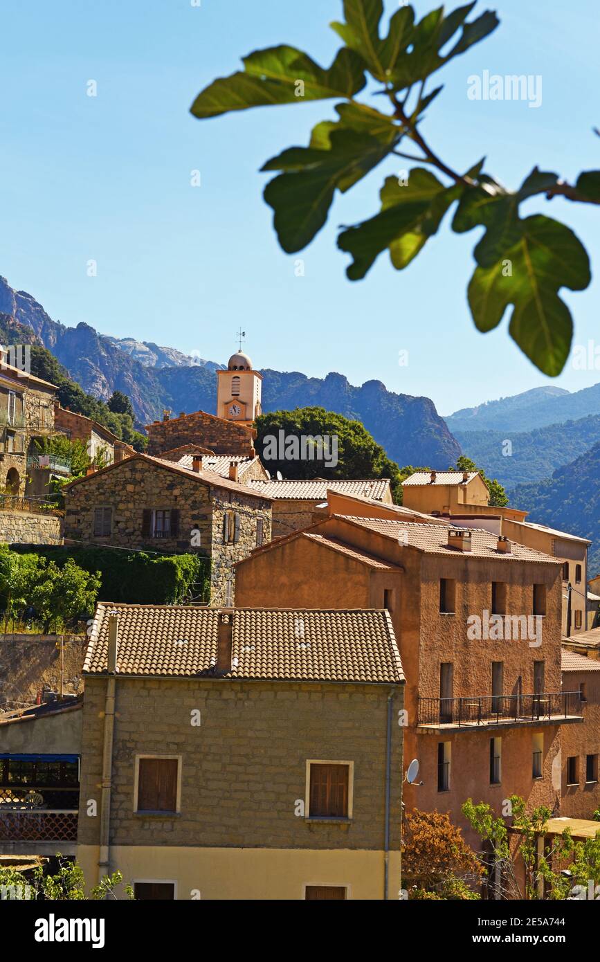 Das Dorf Ota, Weltkulturerbe, Frankreich, Korsika, Porto, Otago Stockfoto