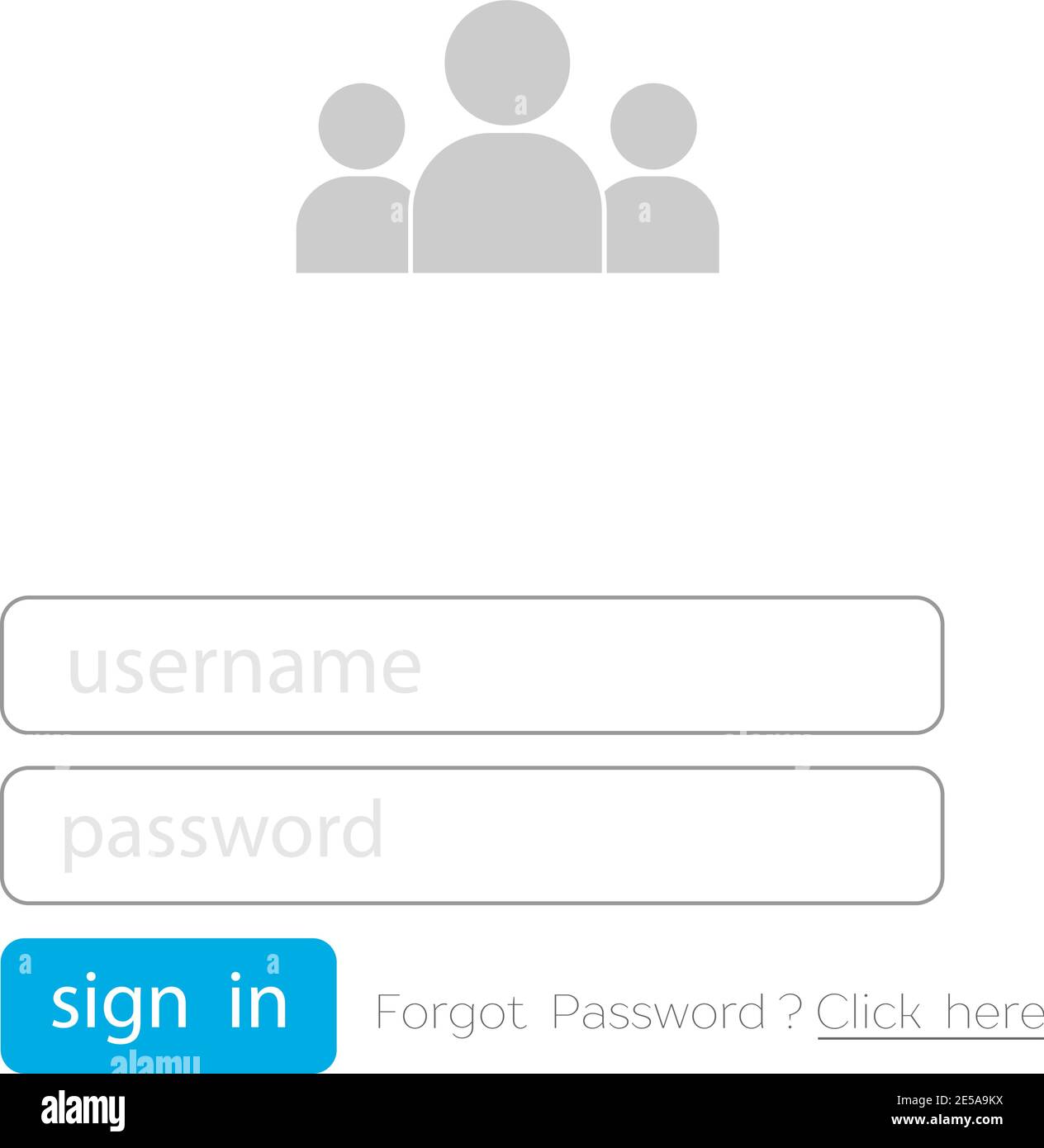 Vektor-Login-Formular ui-Element auf blanck Hintergrund. Benutzeroberfläche für die Anmeldung Stock Vektor