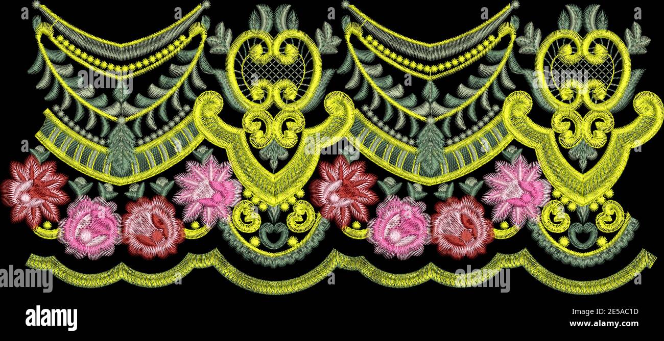 Stickereimotiv Textildruck Design für Mughal Kunst manuell Abbildung Stockfoto