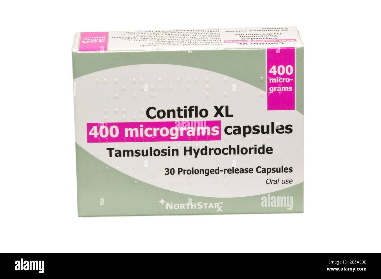 Pack Packet Box von Contiflo XL 400 Mikrogramm Kapseln Tamsulosin Hydrochlorid Stockfoto