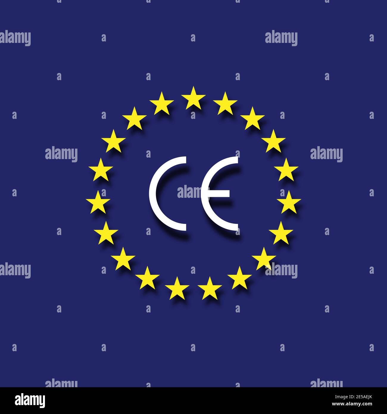 Vector CE-Zeichen, Vector CE-Symbol auf Flagge Europa Stock Vektor