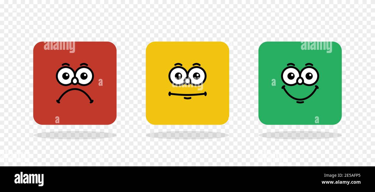 Bewerten Sie Emoji. Feedback Vektor Konzept. Feedback in Form von Emotionen, Smileys, Emoji Stock Vektor