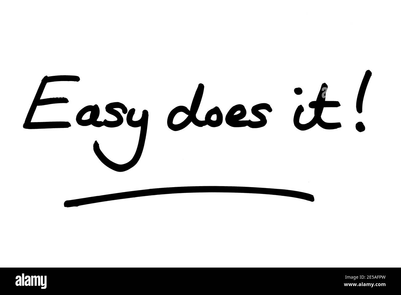 Ganz einfach! Handgeschrieben auf weißem Hintergrund. Stockfoto