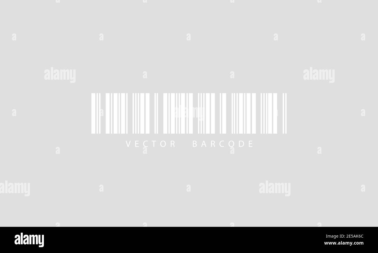 Realistisches weißes Barcode-Symbol auf grauem Hintergrund. Eps10 Stock Vektor